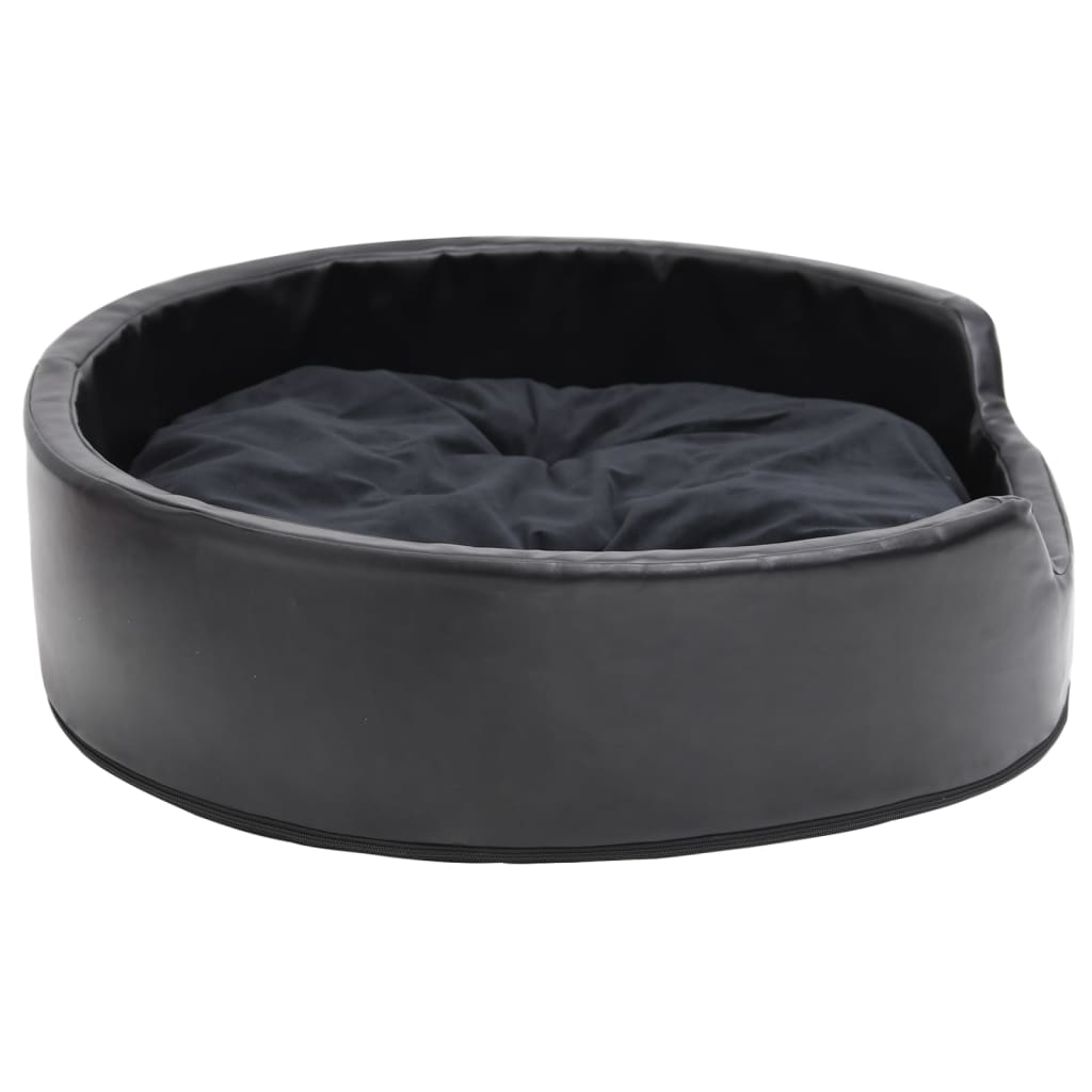 Cama para perros felpa y cuero sintético negra 79x70x19 cm