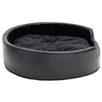 Cama para perros felpa y cuero sintético negra 79x70x19 cm