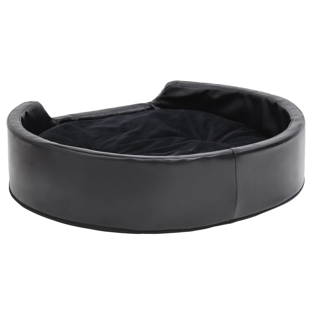 Cama para perros felpa y cuero sintético negra 79x70x19 cm