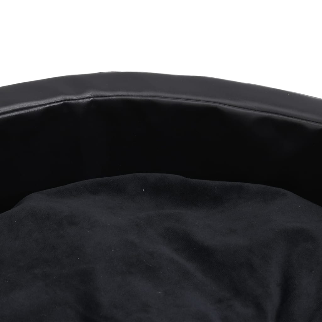 Cama para perros felpa y cuero sintético negra 79x70x19 cm