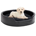 Cama para perros felpa y cuero sintético negra 79x70x19 cm