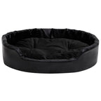 Cama para perros felpa y cuero sintético negra 90x79x20 cm