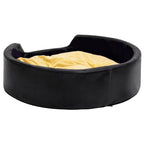 Cama de perro felpa y cuero sintético negro amarillo 99x89x21cm