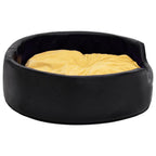 Cama de perro felpa y cuero sintético negro amarillo 99x89x21cm