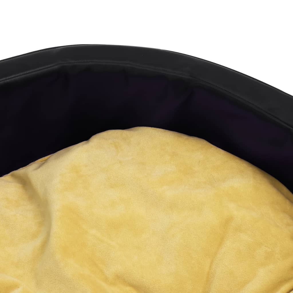 Cama de perro felpa y cuero sintético negro amarillo 99x89x21cm