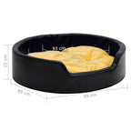 Cama de perro felpa y cuero sintético negro amarillo 99x89x21cm