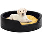Plush and black/yellow faux leather dog bed 99x89x21cm