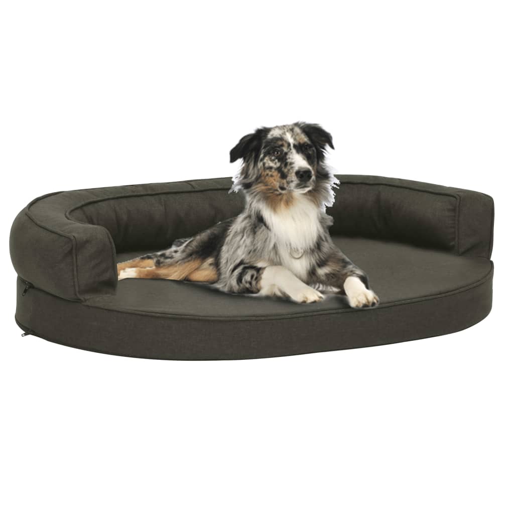 Colchón para cama de perro ergonómico aspecto lino gris 60x42cm