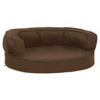 Colchón de cama de perro ergonómico aspecto lino marrón 60x42cm