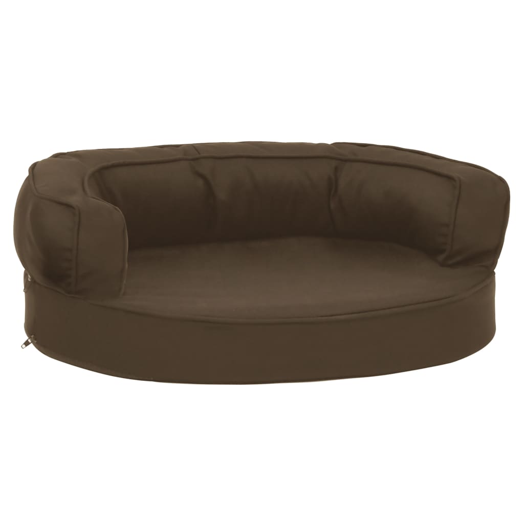 Colchón de cama de perro ergonómico aspecto lino marrón 60x42cm