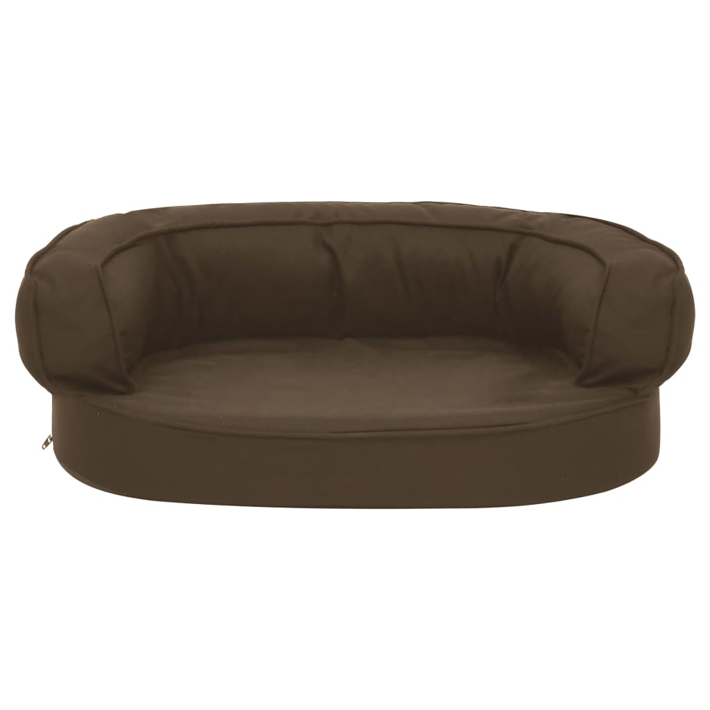 Colchón de cama de perro ergonómico aspecto lino marrón 60x42cm