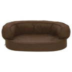 Colchón de cama de perro ergonómico aspecto lino marrón 60x42cm
