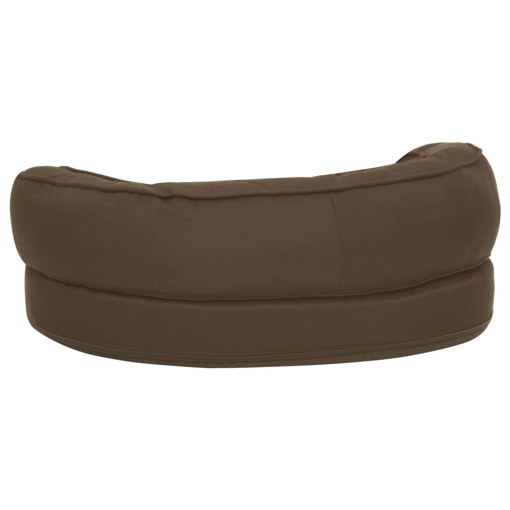 Colchón de cama de perro ergonómico aspecto lino marrón 60x42cm
