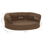 Colchón de cama de perro ergonómico aspecto lino marrón 60x42cm