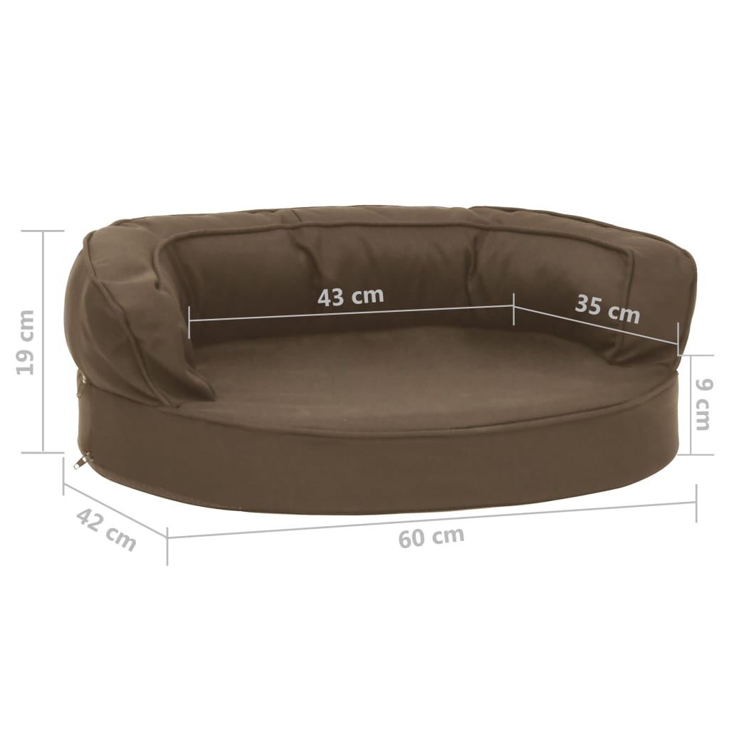 Colchón de cama de perro ergonómico aspecto lino marrón 60x42cm