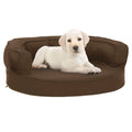 Colchón de cama de perro ergonómico aspecto lino marrón 60x42cm