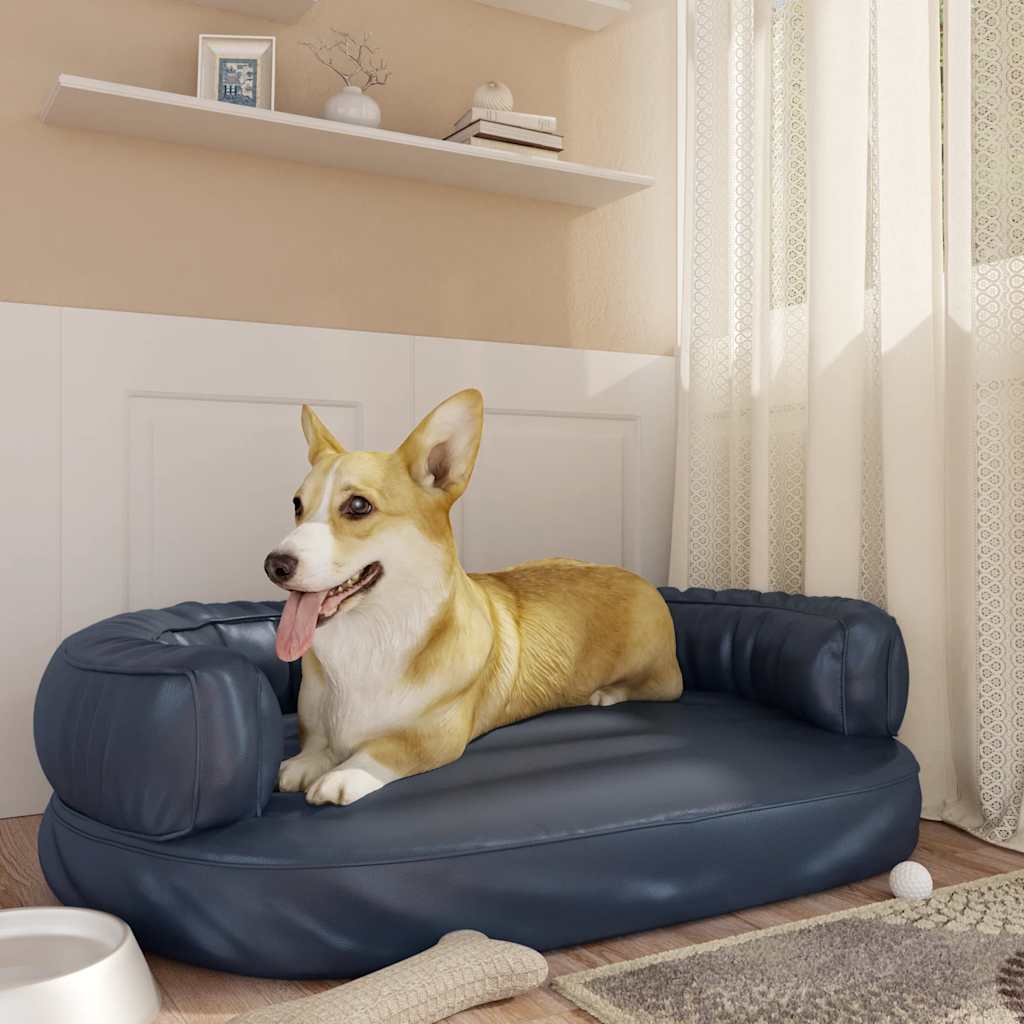 Cama para perros de espuma cuero sintético azul oscuro 60x42 cm