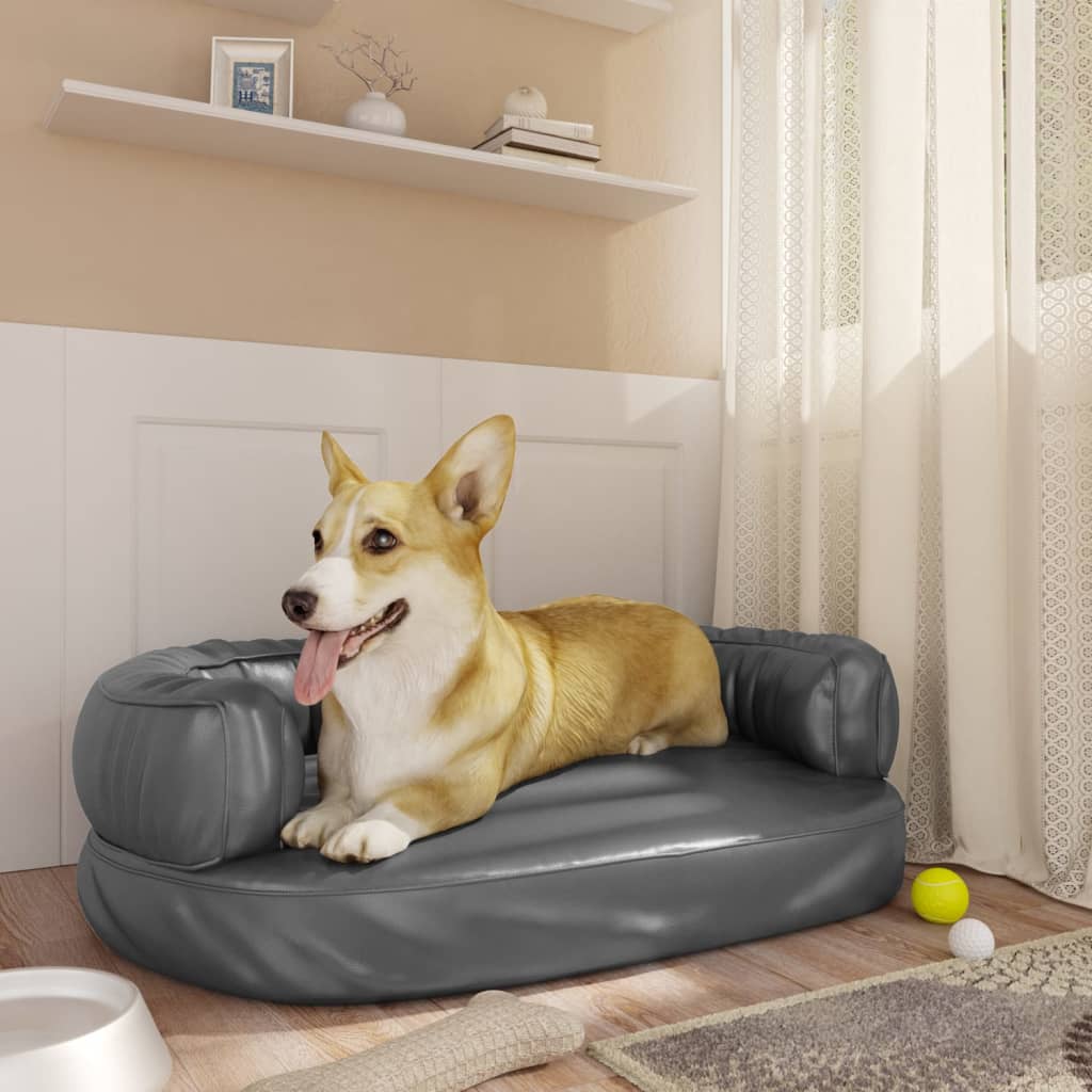 Cama para perros de espuma cuero sintético azul oscuro 60x42 cm