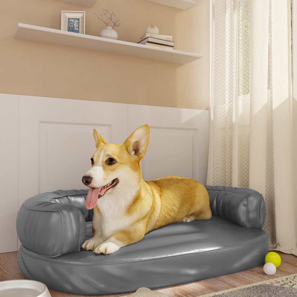 Cama para perros de espuma cuero sintético azul oscuro 60x42 cm