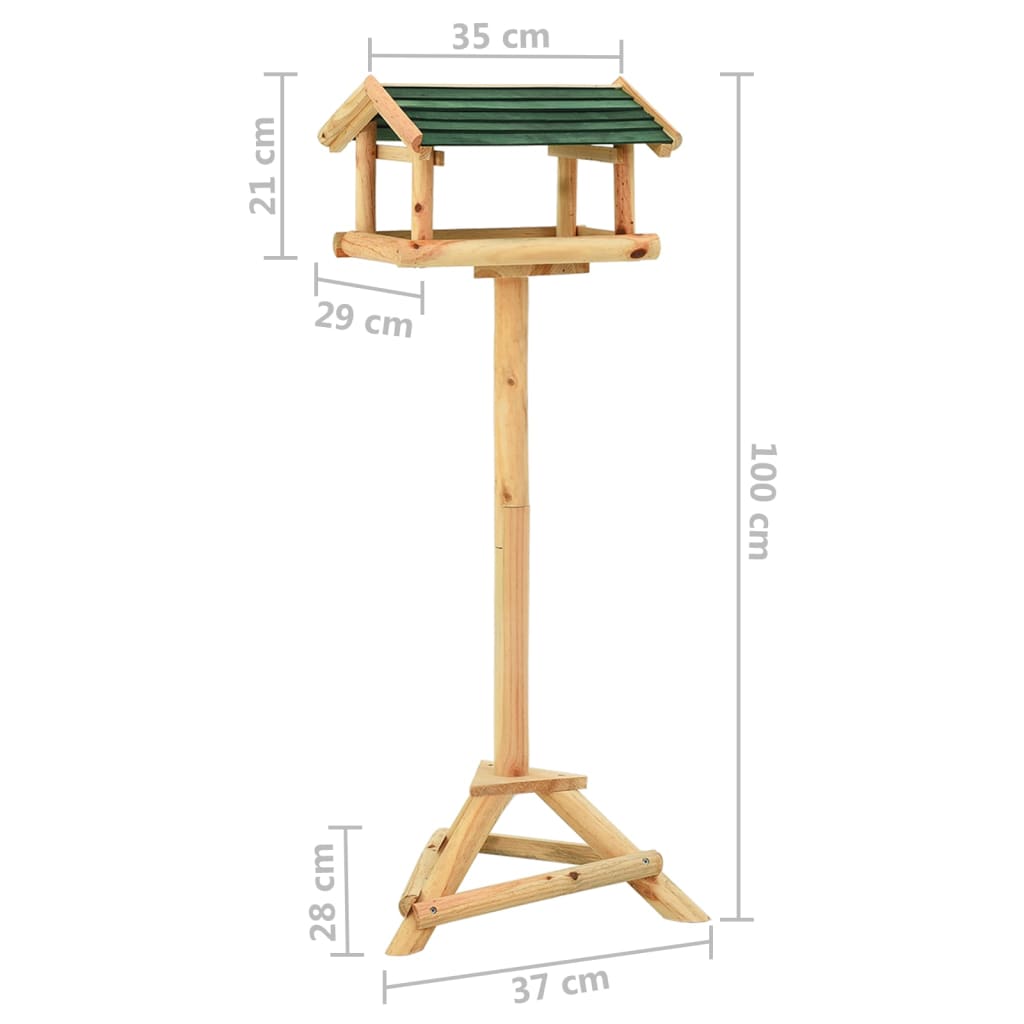 Comedero para pájaros con soporte madera de abeto 37x28x100 cm