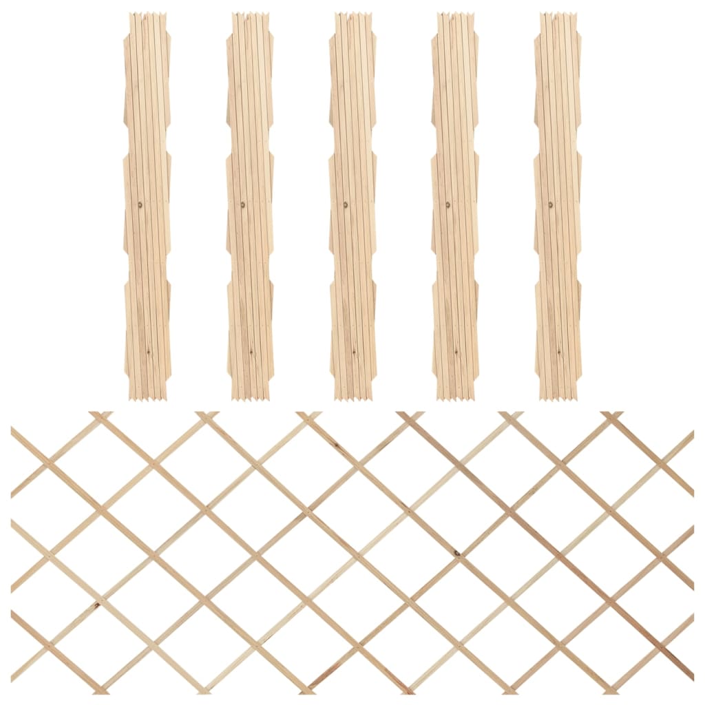 Vallas enrejado 5 uds madera maciza de abeto 180x80 cm