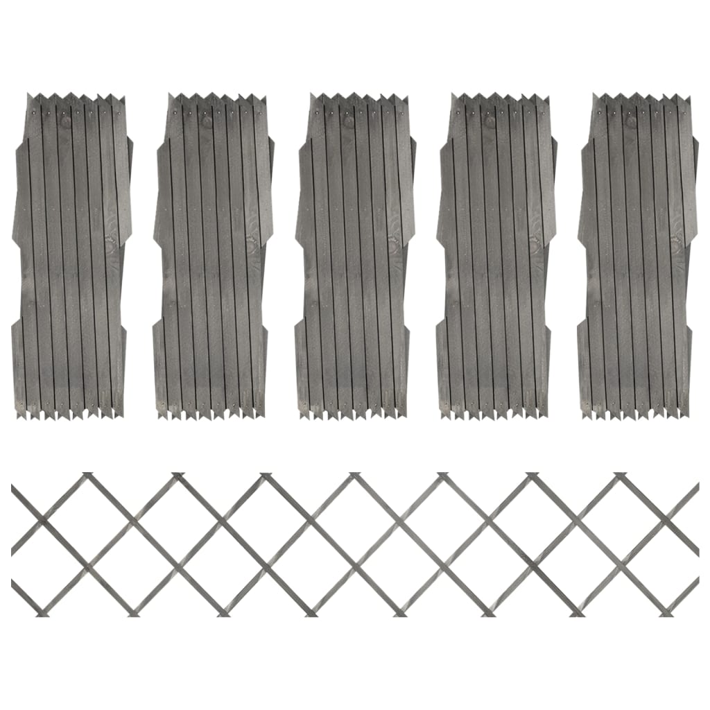 Vallas enrejado 5 uds madera maciza de abeto 180x80 cm