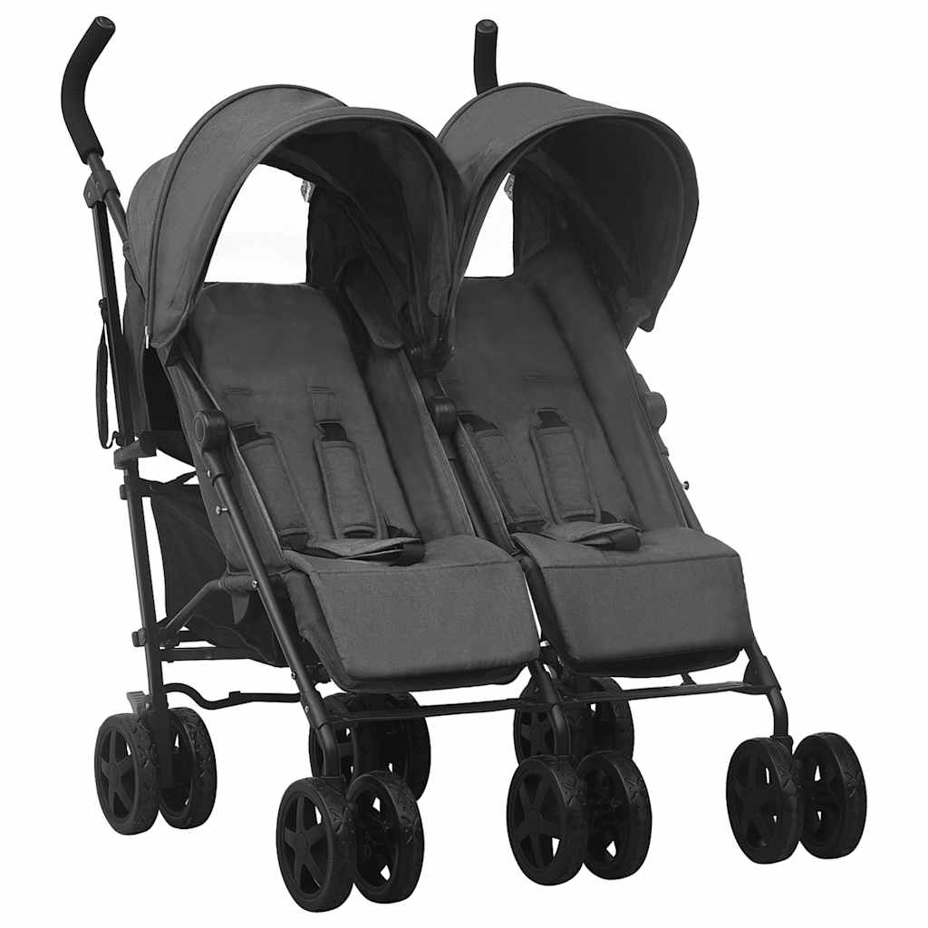 Navy blue steel twin stroller