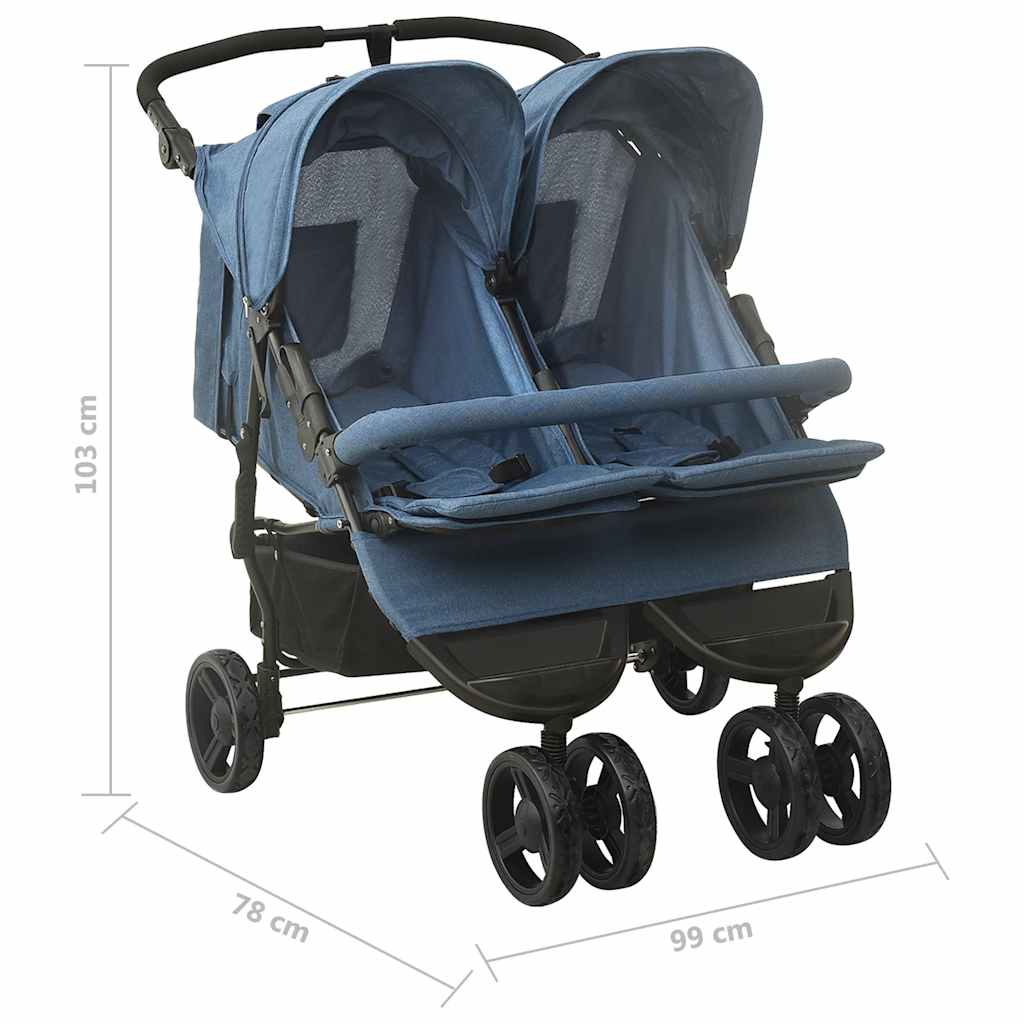 Carrito para gemelos de acero azul marino