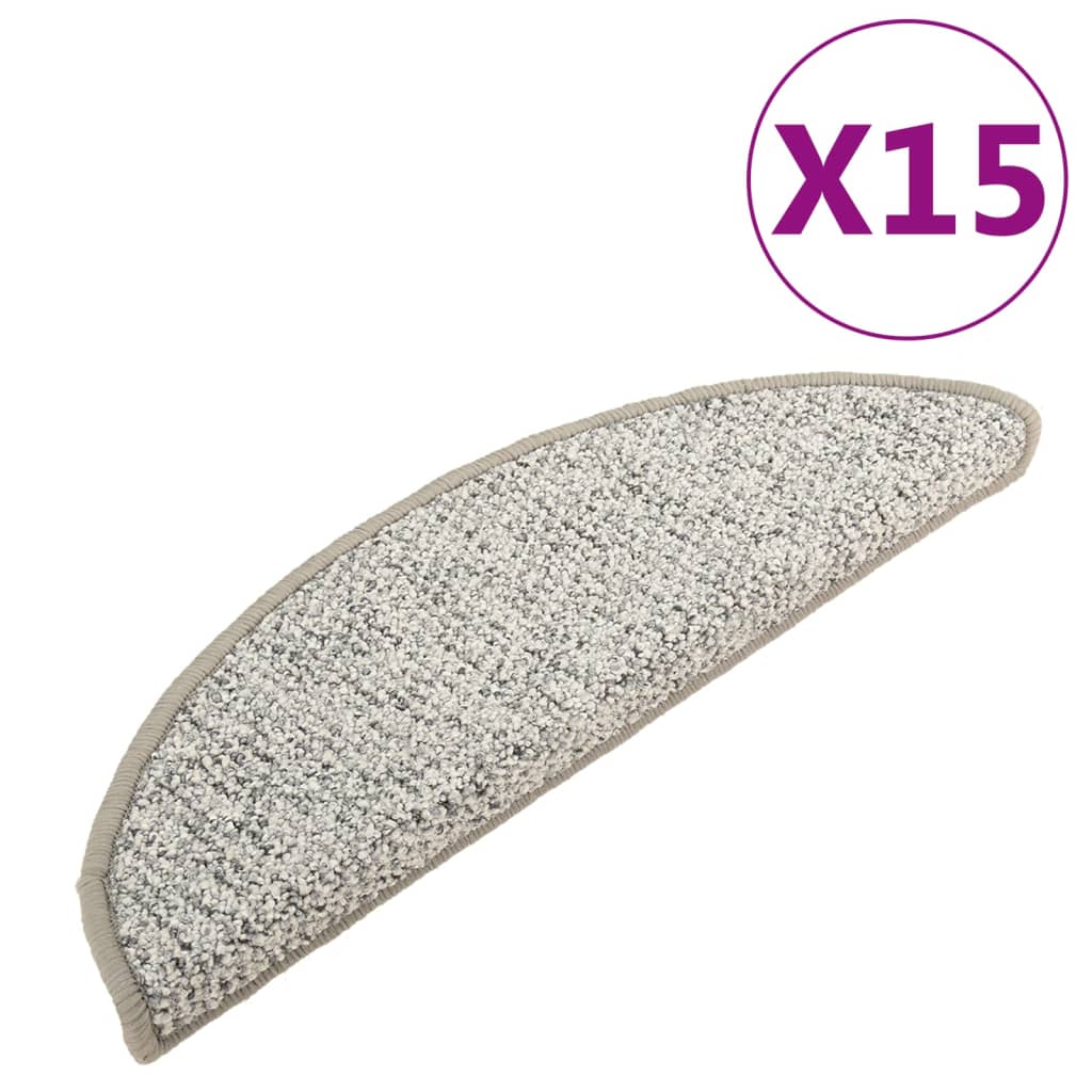 Alfombras de peldaños de escalera 15 uds gris claro 56x17x3 cm