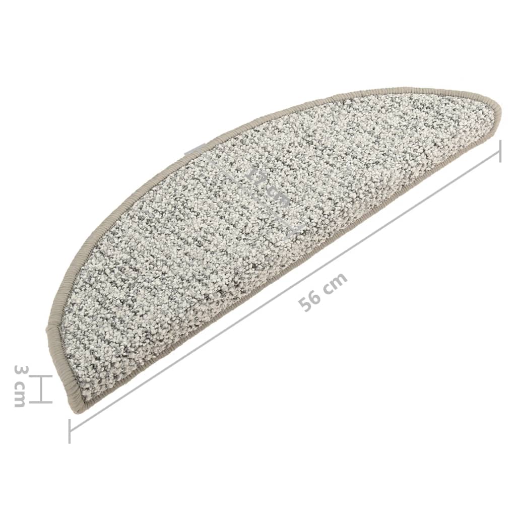 Alfombras de peldaños de escalera 15 uds gris claro 56x17x3 cm