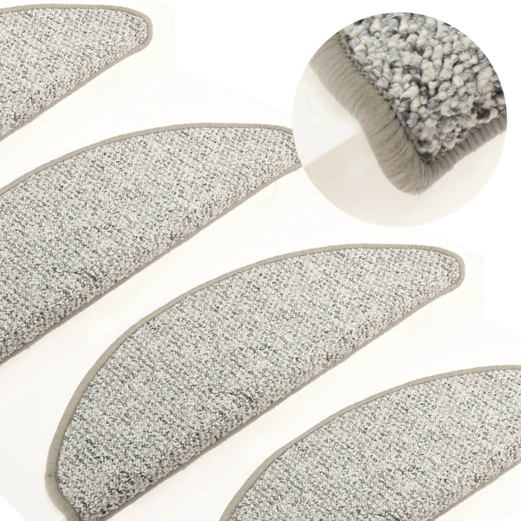 Alfombras de peldaños de escalera 15 uds gris claro 56x17x3 cm