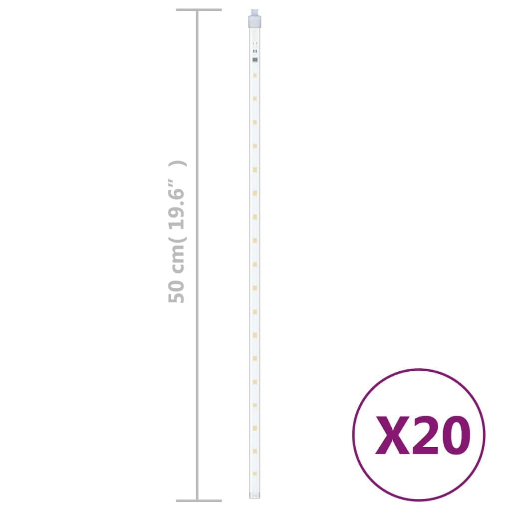 Luces meteorito 20 uds blanco cálido 720 LED interior exterior