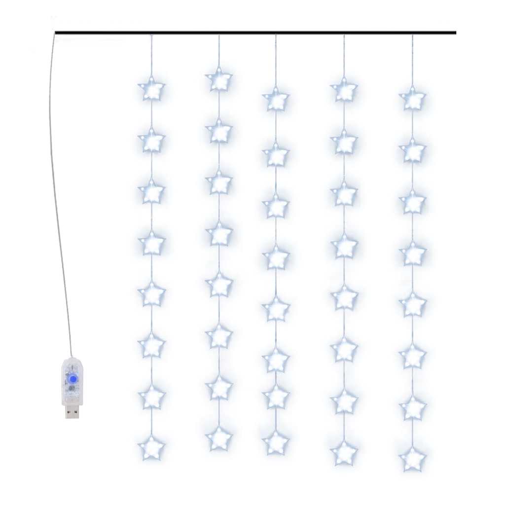 Cortina de luces estrellas 200 LEDs azul 8 funciones
