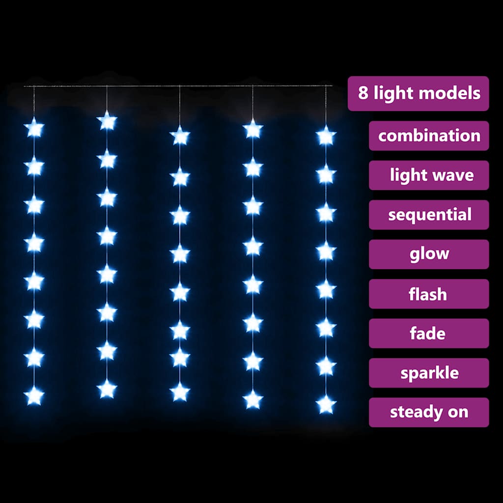 Cortina de luces estrellas 200 LEDs azul 8 funciones