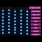 Cortina de luces estrellas 200 LEDs azul 8 funciones