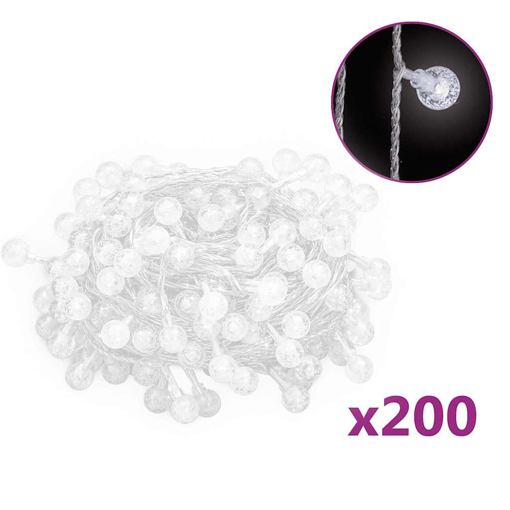 Guirnalda de luces globos 8 funciones 200 LED blanco frío 20 m