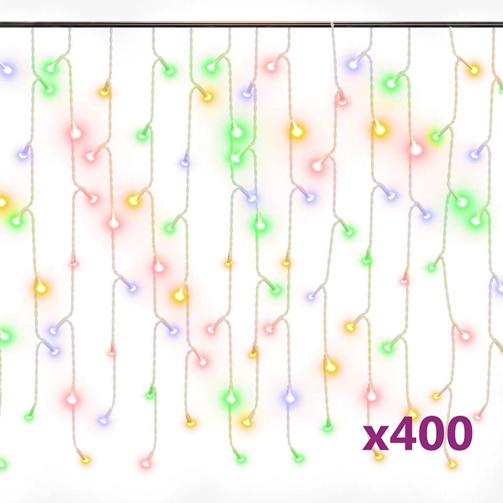 Cortina luces carámbano 10 m 400 LEDs de colores 8 funciones