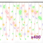 Cortina luces carámbano 10 m 400 LEDs de colores 8 funciones