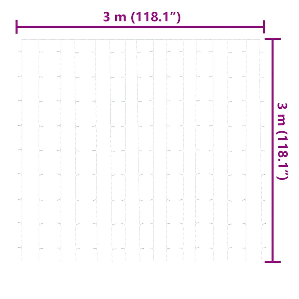 Cortina de luces LED 300 LED blanco frío 8 funciones 3x3 m