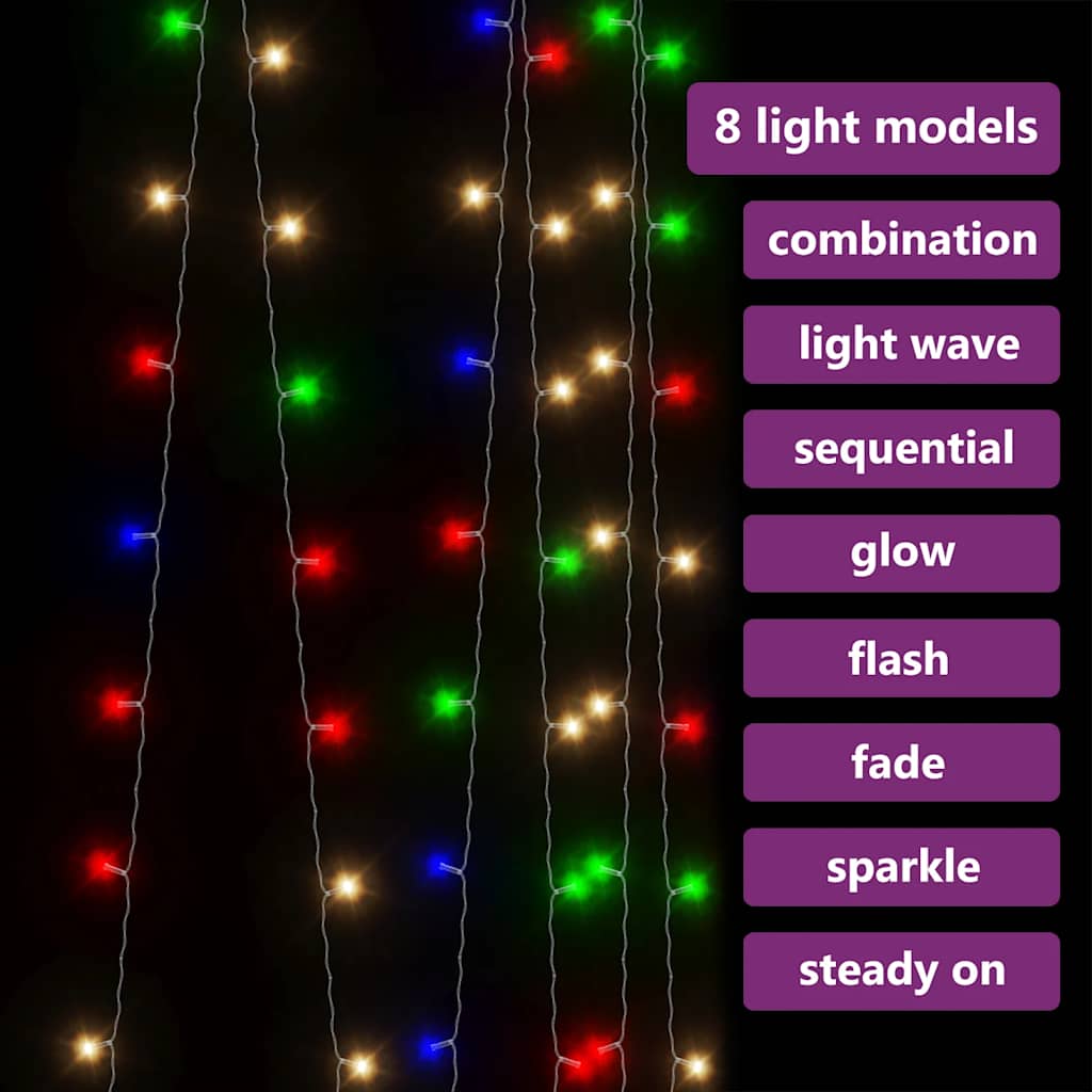 Cortina de luces 3x3 m 300 LED de colores 8 funciones