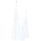 Set cono luz LED decorativo acrílico blanco frío 30/45/60cm