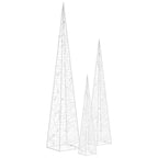 Set cono luz LED decorativo acrílico blanco frío 30/45/60cm