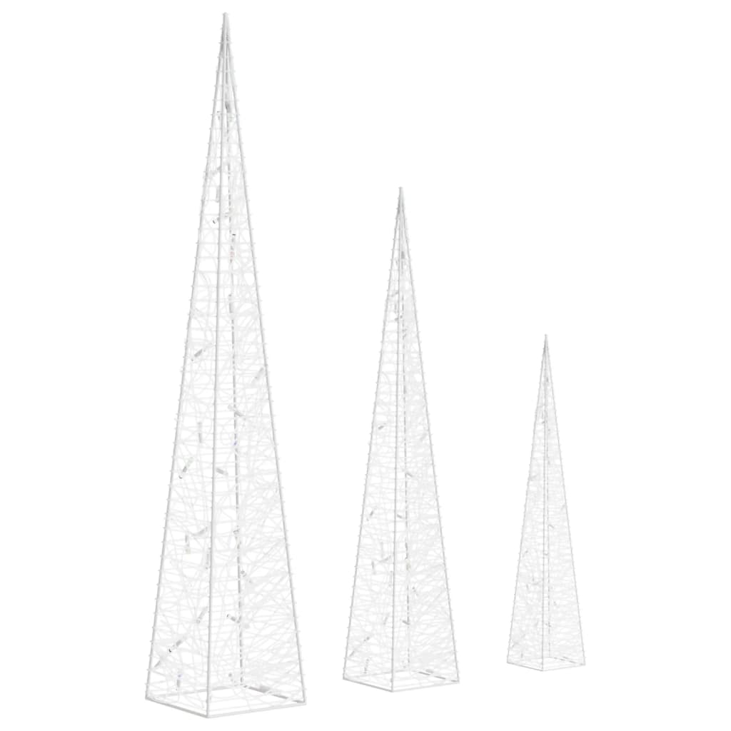 Set cono luz LED decorativo acrílico blanco frío 30/45/60cm
