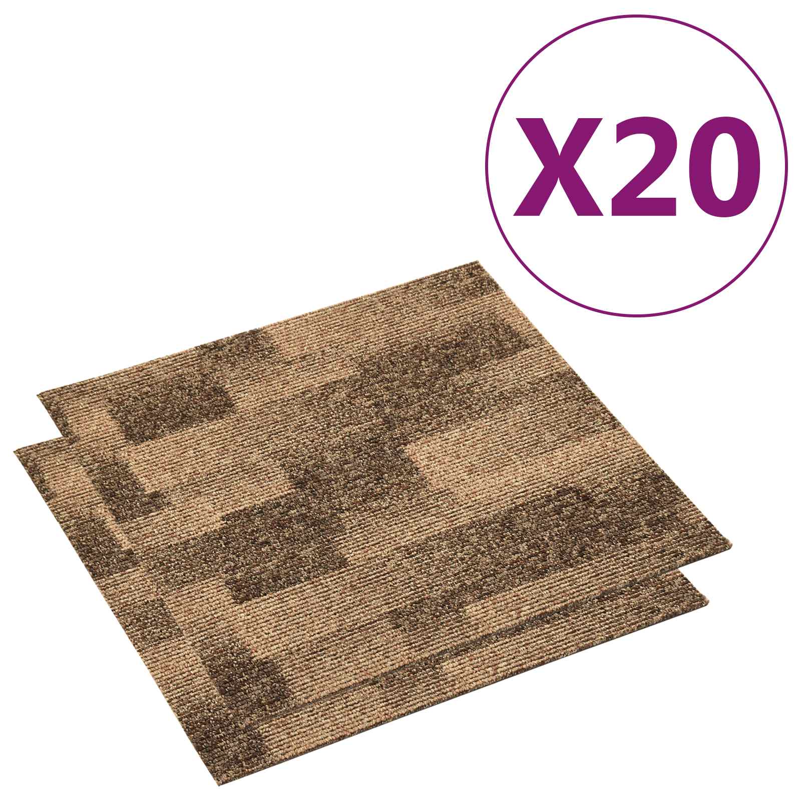 Alfombra para el suelo 20 pcs Marrón 50 x 50 cm PP