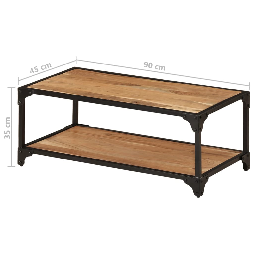 Mesa de centro de madera maciza acacia 90x45x35 cm