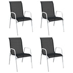 Juego de comedor de jardín 5 piezas de acero negro