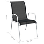 Juego de comedor de jardín 5 piezas de acero negro