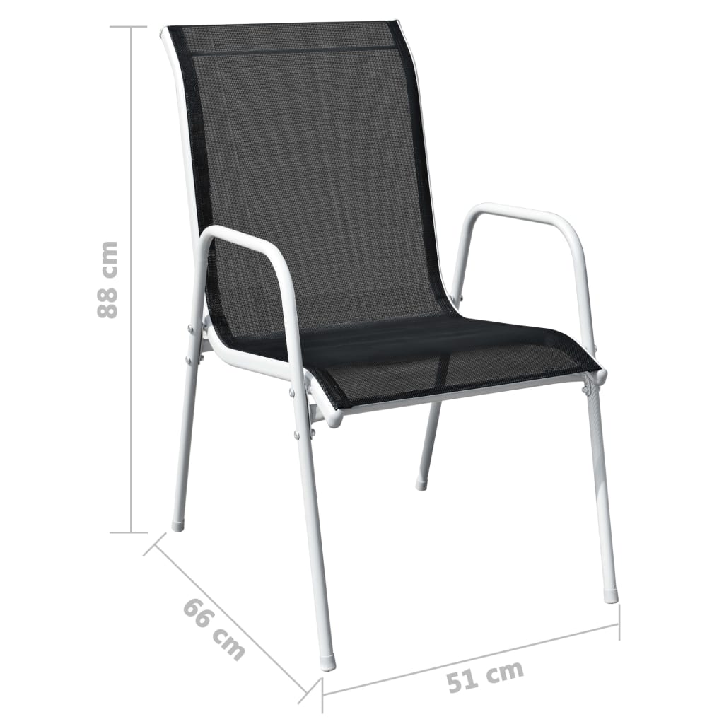 Juego de comedor de jardín 5 piezas de acero negro