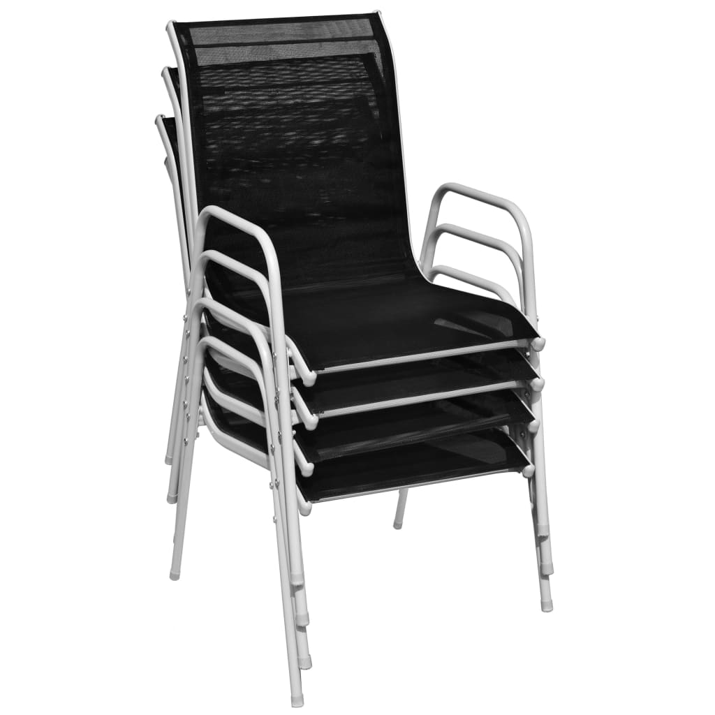 Juego de comedor de jardín 5 piezas de acero negro