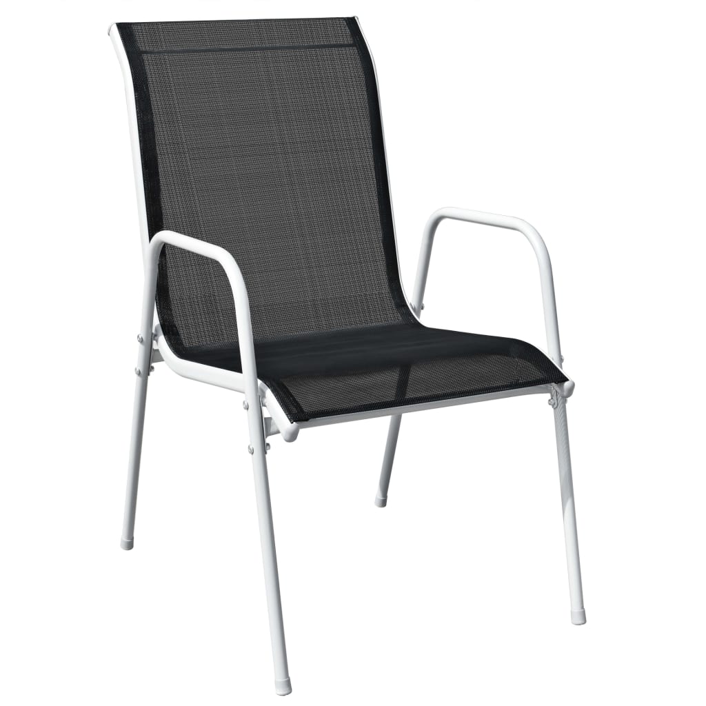 Juego de comedor de jardín 5 piezas de acero negro